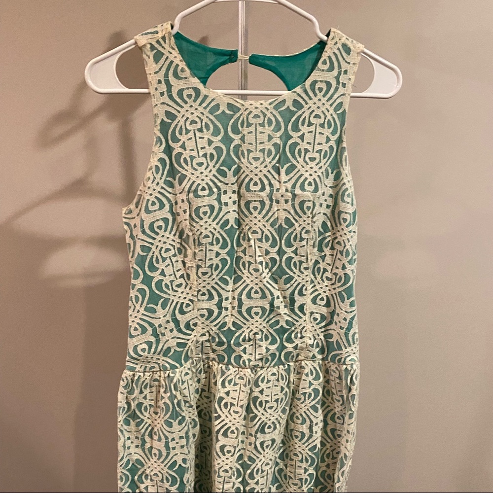 Blue and white dress